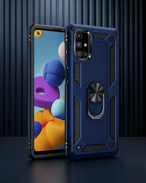 Samsung Galaxy M51 Kılıf Sofya Yüzüklü Silikon Kapak - Lacivert