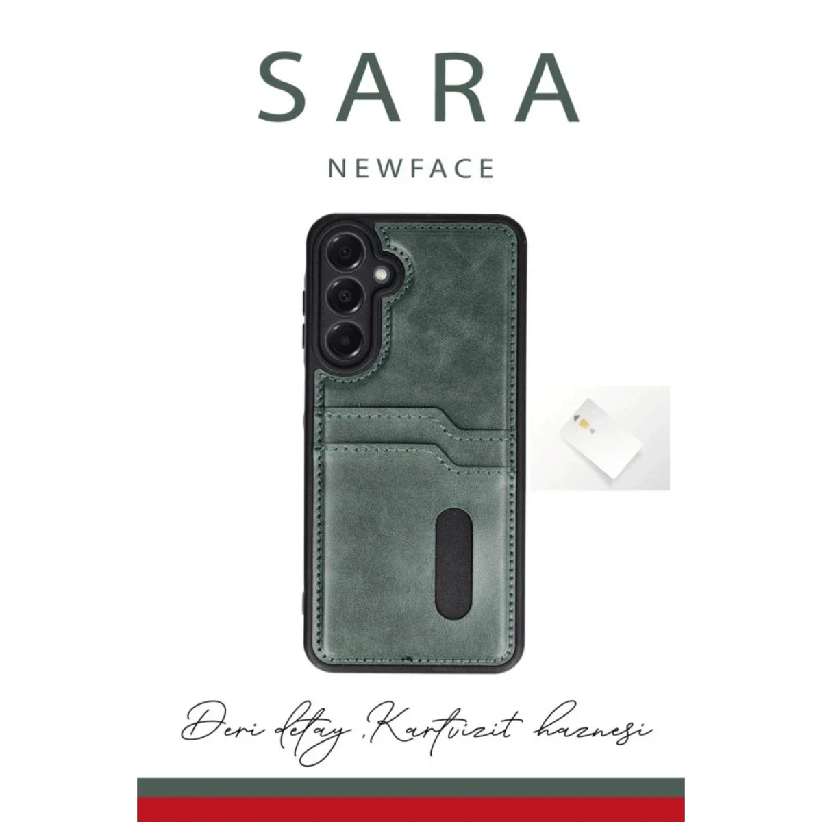 Samsung Galaxy A56 Kılıf Sara Kartvizitli Deri Kılıf - Lacivert görsel 2