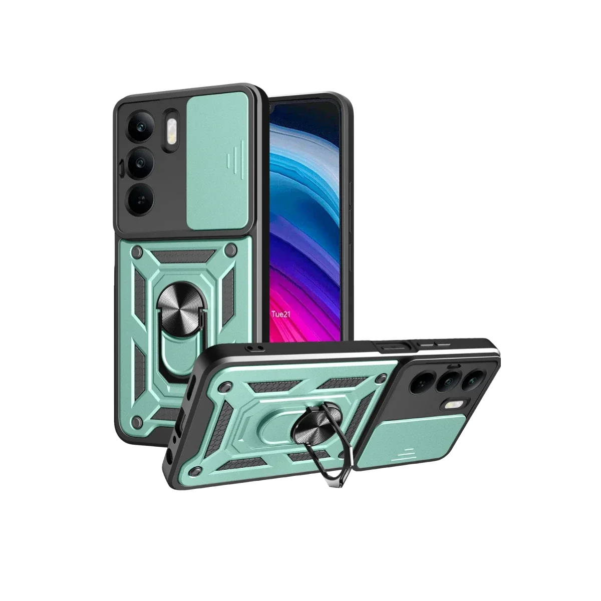 Realme C75 4G Kılıf Pars Lens Yüzüklü Silikon - Yeşil