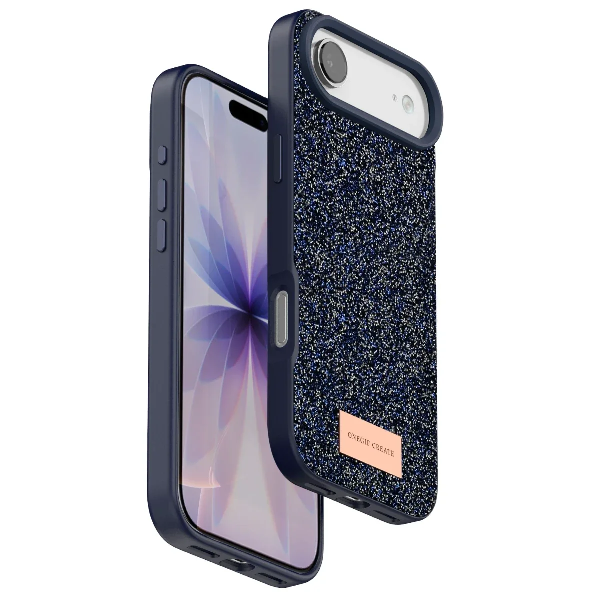 Onegif Apple iPhone 17 Air Bright Simli Kapak - Mavi