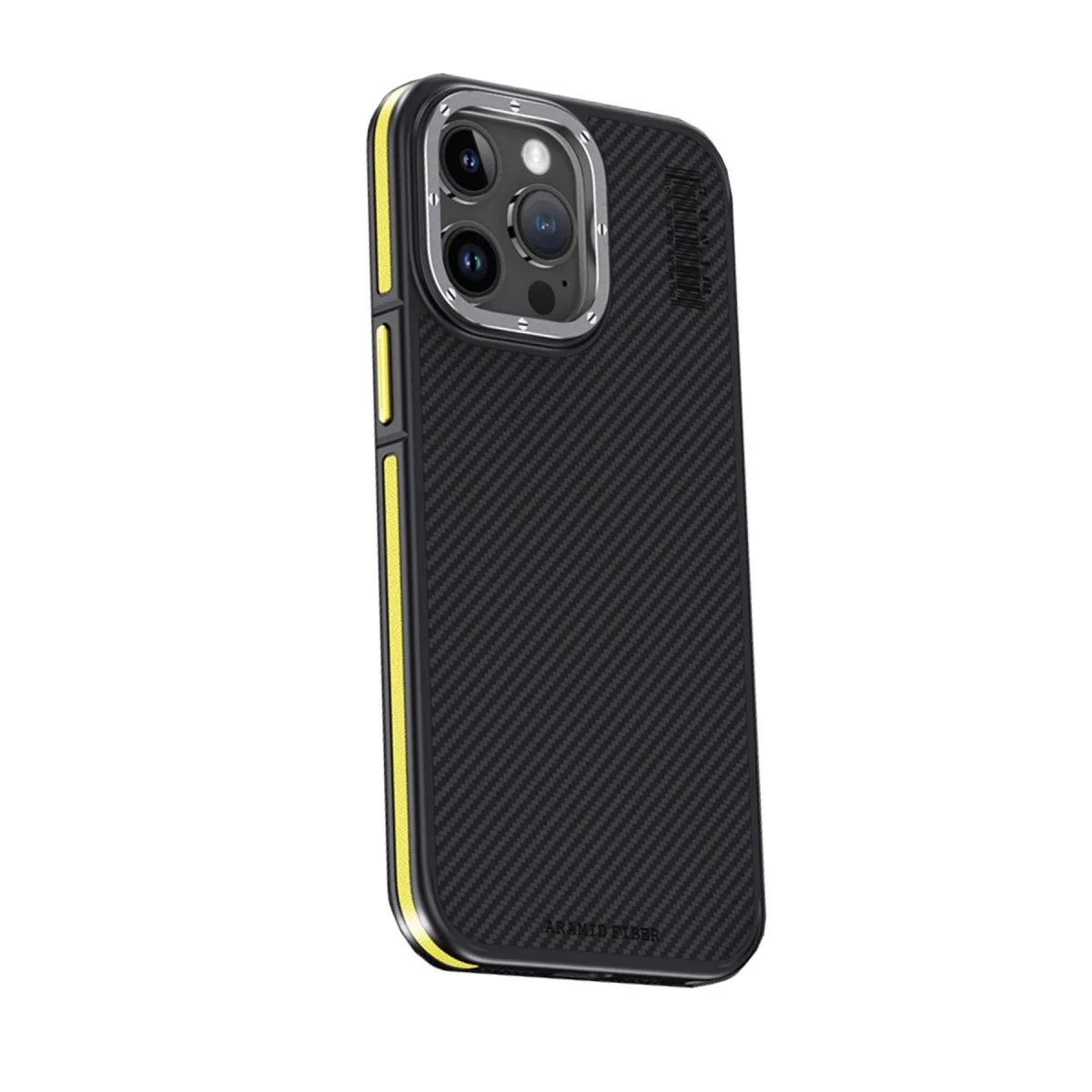 Joko Apple İphone 15 Pro Kılıf Arad 600d Kevlar Karbon Fiber Magsafe Kapak - Sarı