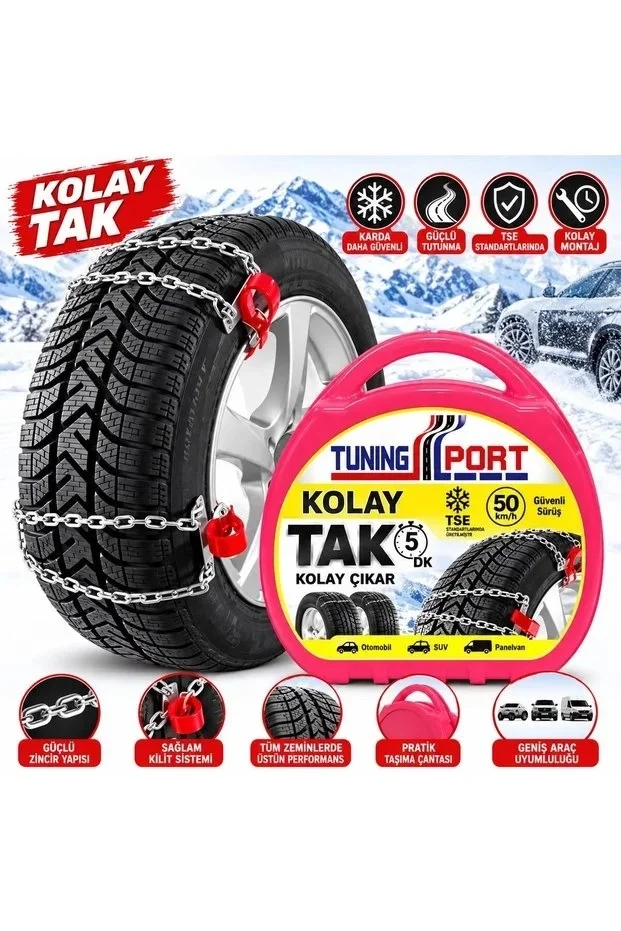 Kolay Tak Çıkar Kar Zinciri 12 mm – Binek, Hafif Ticari, SUV ve Jeep Araçlara Uyumlu Pratik Montaj görsel 5