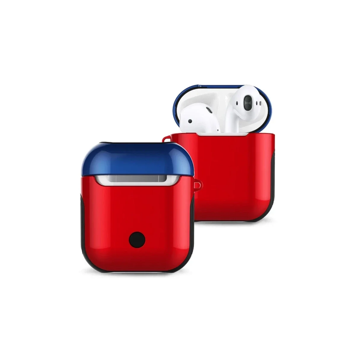 Apple Airpods 2 (2.nesil) 3in1 Kılıf - Kırmızı-Lacivert