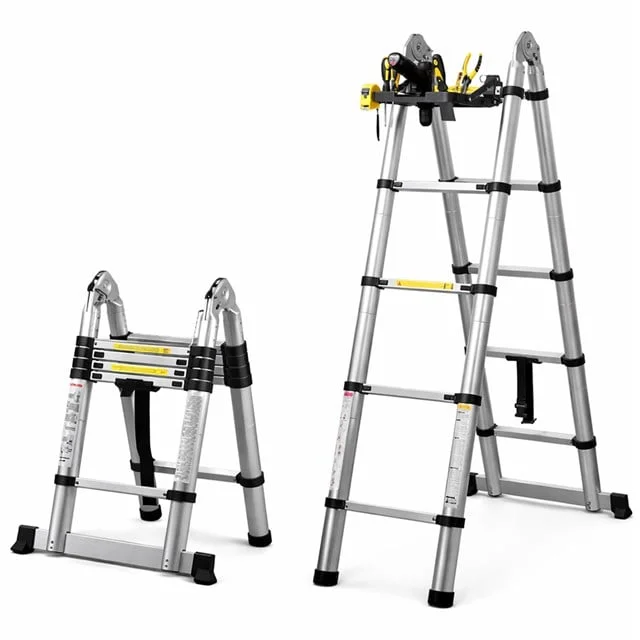 SN-29683 4+4 Metre Teleskopik Merdiven Karavan & Tekne Katlanır Alünyum görsel 4