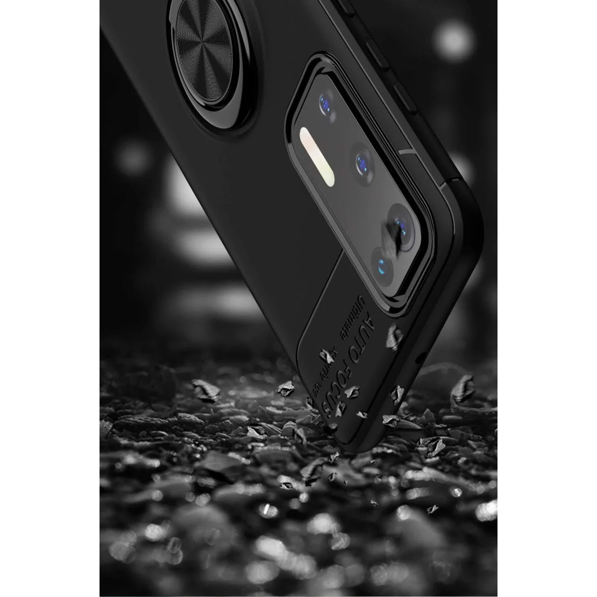 Huawei P40 Kılıf Range Yüzüklü Silikon - Siyah-kırmızı görsel 5