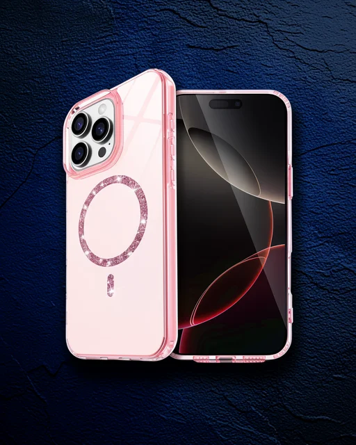 Apple İphone 16 Pro Live Diamond Magsafe Kapak - Pembe