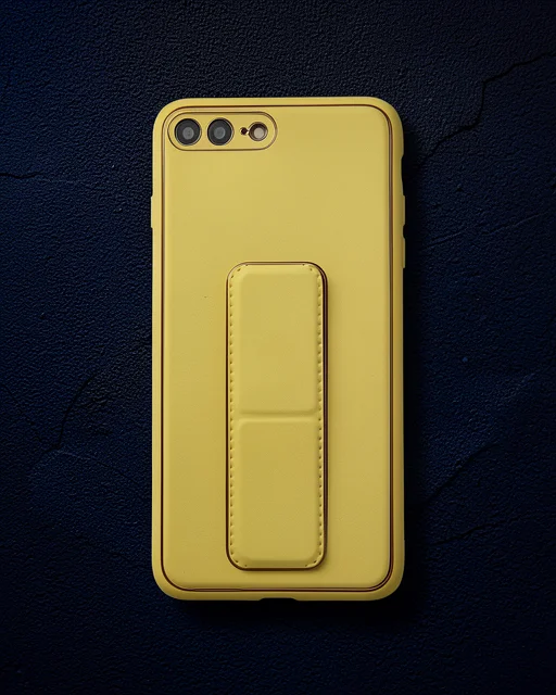 Apple İphone 7 Plus Kılıf Coco Deri Standlı Kapak - Sarı