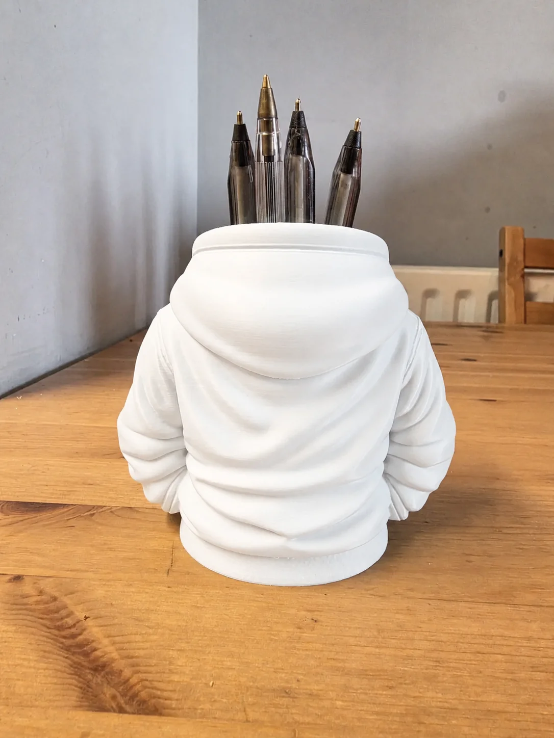 3D Baskı Kapüşonlu Sweatshirt Kalemlik - Masaüstü Organizer-Beyaz görsel 2