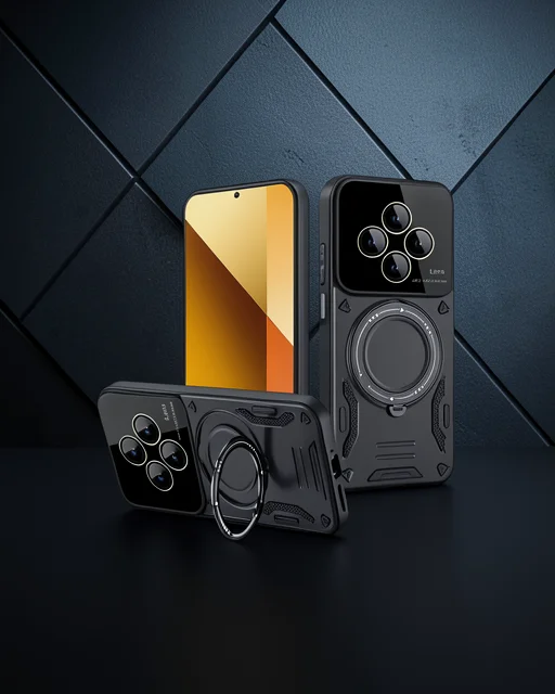 Xiaomi Redmi 14c Kılıf Joy Lens Standlı Kapak - Siyah