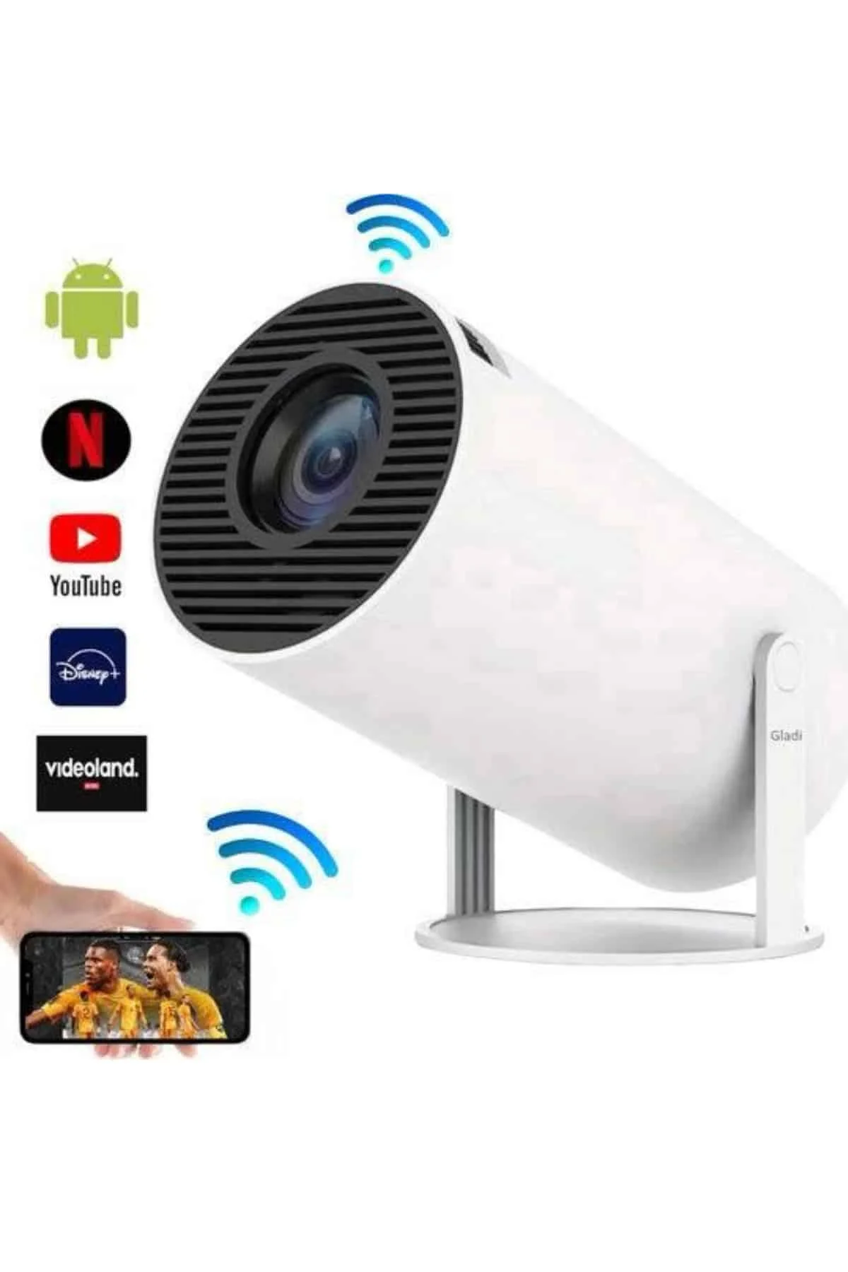 Sinema Projektörü Android HDMI USB WİFİ Ses Çıkışlı Ayaklı Projeksiyon Taşınabilir Yeni Nesil görsel 5