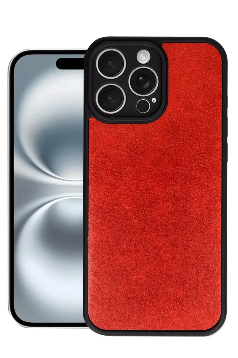 Apple iPhone 16 Pro Kılıf Aras Deri Kapak - Kırmızı
