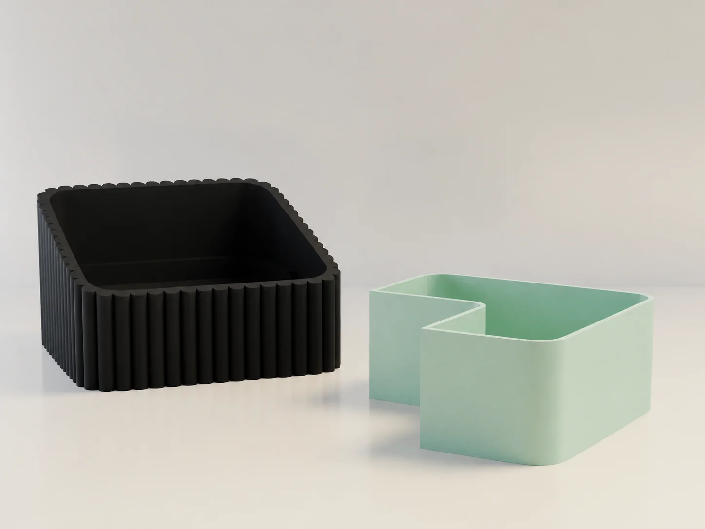 3D Baskı Fıstık Kasesi - Çift Hazneli Kabuk Ayırıcı Sunum Kasesi - Siyah Mint görsel 2