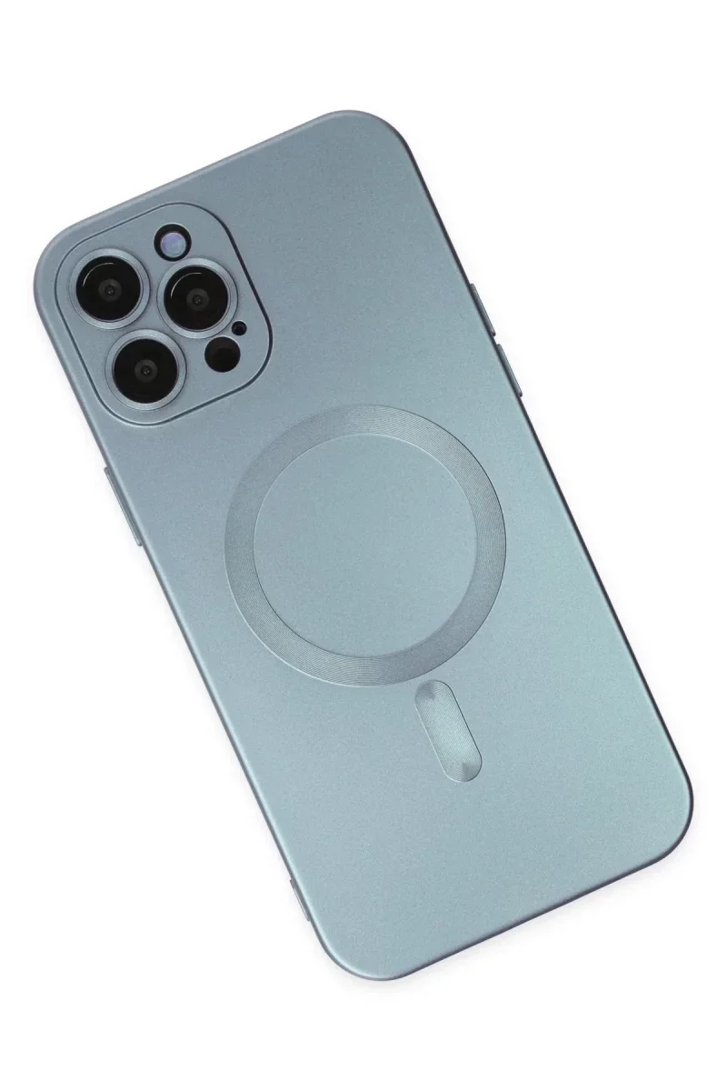 Apple iPhone 12 Pro Max Kılıf Moshi Lens Magneticsafe Silikon - Sierra Blue görsel 3