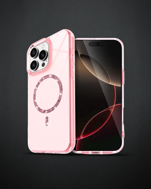 Apple İphone 14 Pro Max Live Diamond Magsafe Kapak - Pembe