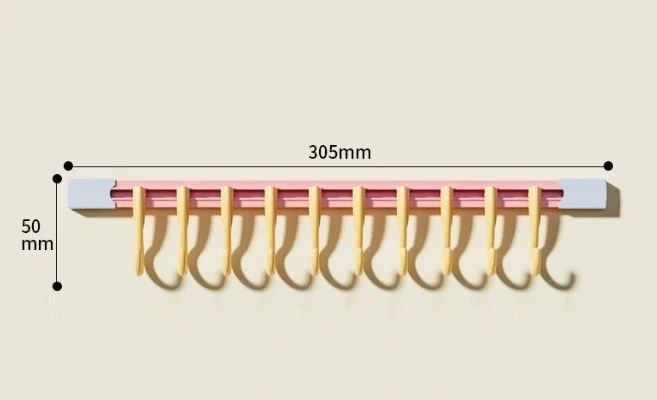 10 Kancalı Raylı Mutfak ve Banyo Düzenleyici Askı 30 cm görsel 2