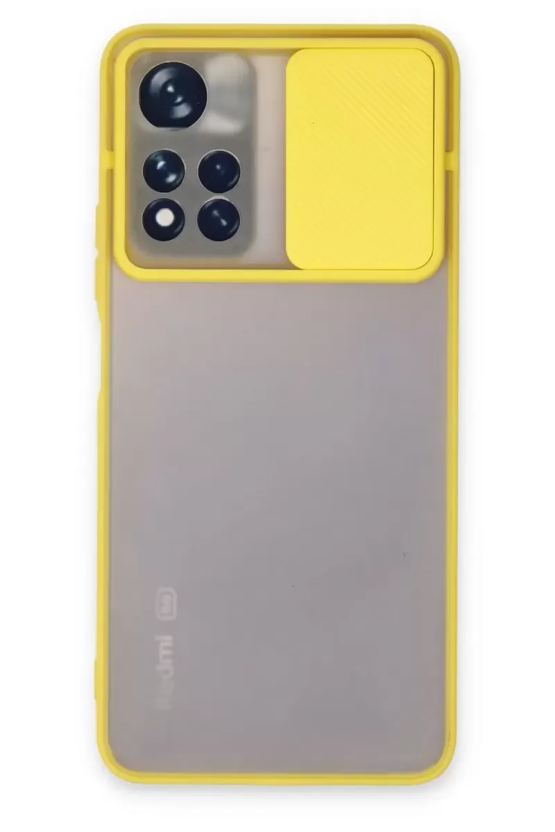 Xiao Red Note 11 Pro Plus 5G Kılıf Palm Buzlu Kamera Sürgülü Silikon - Sarı