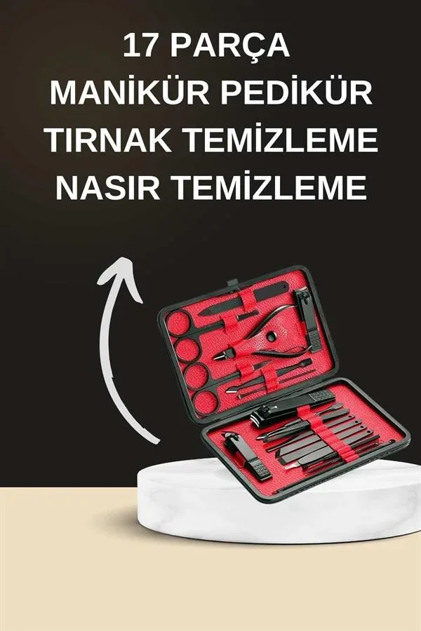 Elektrikli Manikür Pedikür Seti İkili Set 17 Parça Tırnak Bakımı Nasır Tezleme Tırnak Şekillendirme görsel 5