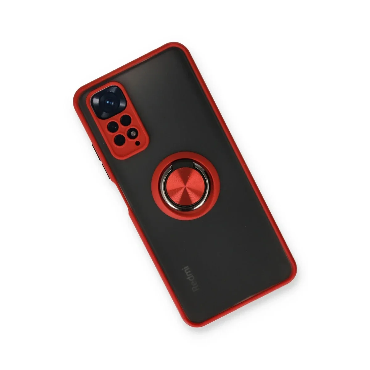 Xiaomi Redmi Note 11 Kılıf Montreal Yüzüklü Silikon Kapak - Kırmızı görsel 2