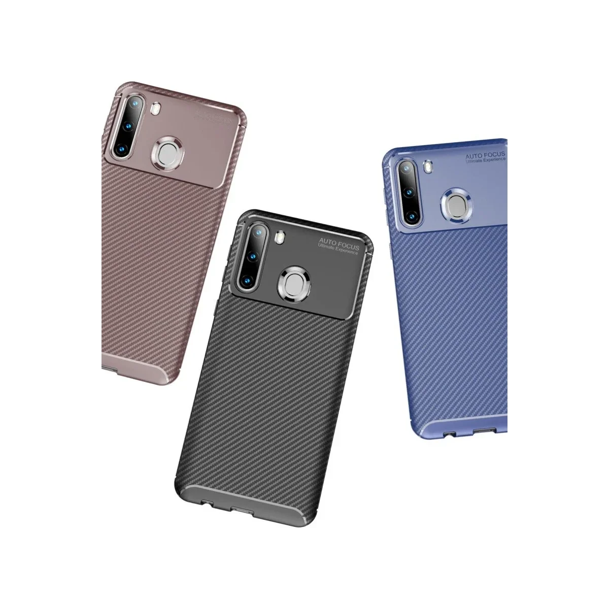 Samsung Galaxy A21 Kılıf Auto Focus Karbon Kapak - Kahverengi görsel 3