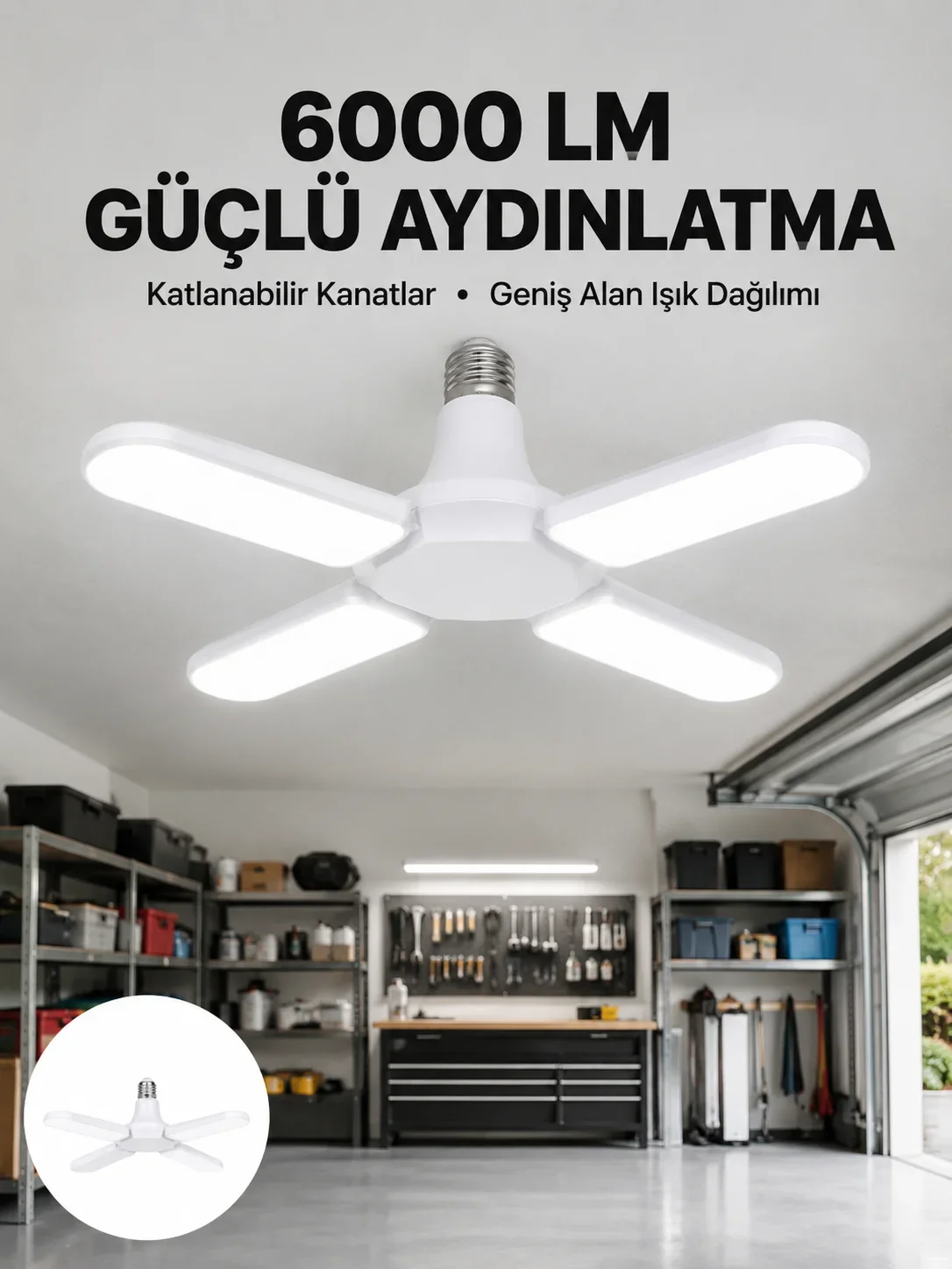Enerji Tasarruflu LED Ampül 60 Watt 4 Kollu Beyaz Işık Yeni Nesil