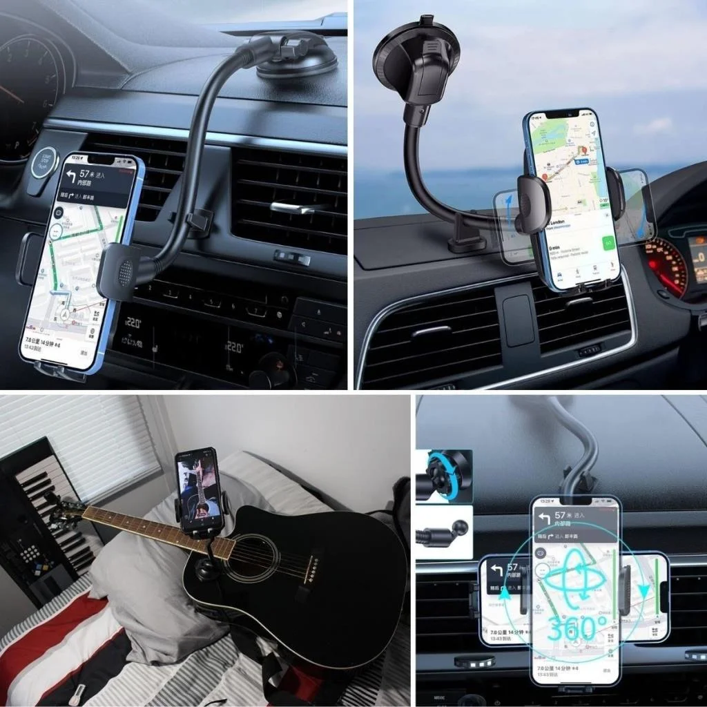 Ayarlanabilir Vakum Kilitli Cam Ve Torpidoya Takılabilen Telefon Tutucu görsel 3