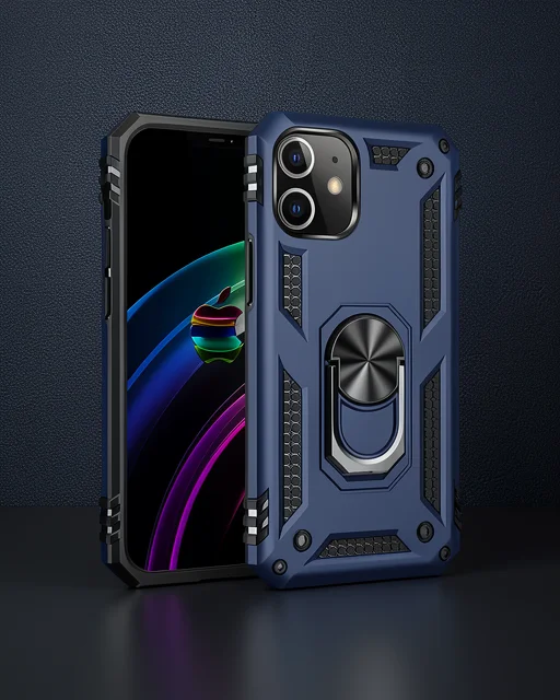 Apple İphone 12 Mini Kılıf Sofya Yüzüklü Silikon Kapak - Lacivert