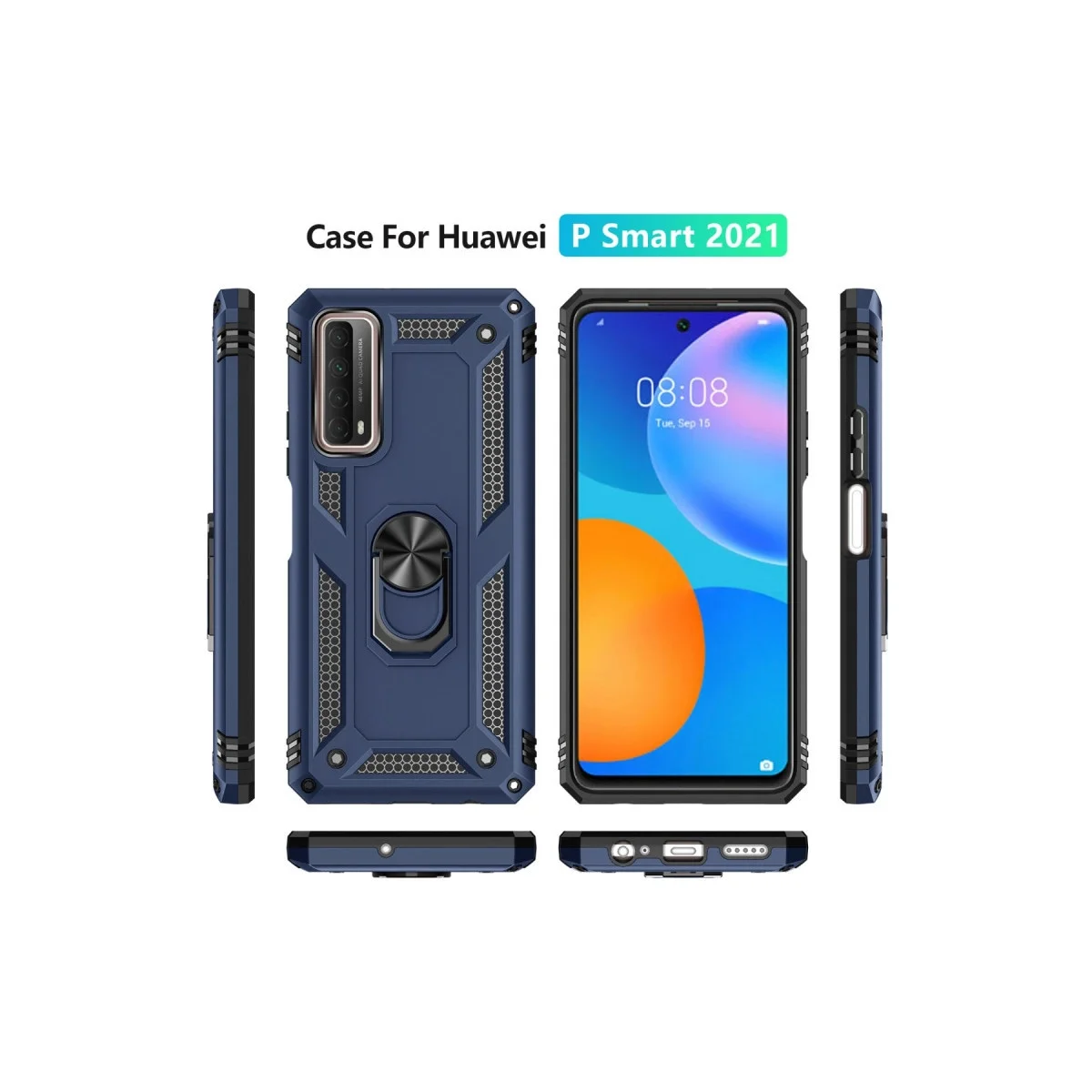 Huawei P Smart 2021 Kılıf Sofya Yüzüklü Silikon Kapak - Lacivert görsel 3