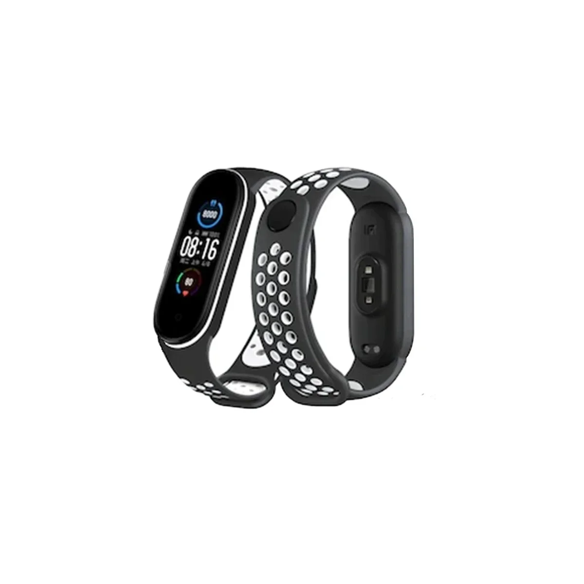 Xiaomi Mi Band 4 Spor Delikli Kordon - Siyah-Beyaz