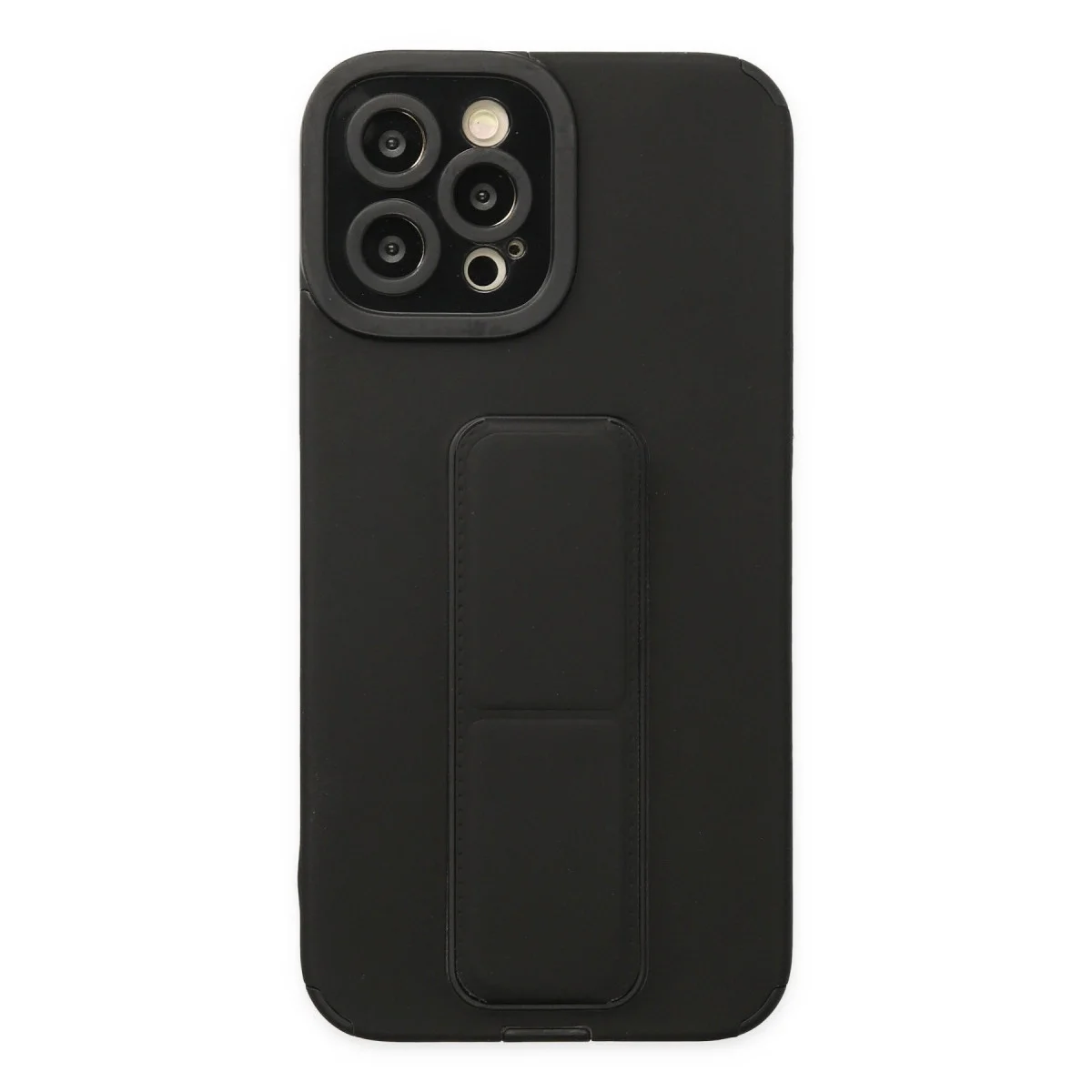 Apple İphone 12 Pro Max Kılıf Mega Standlı Silikon - Siyah