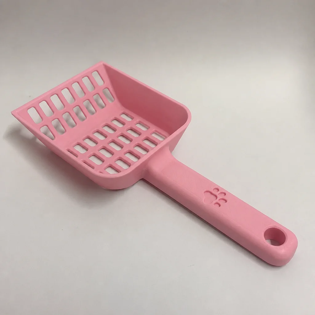3D Baskı Kedi Kumu Küreği - Geniş Hazneli Eleme Küreği-Pembe