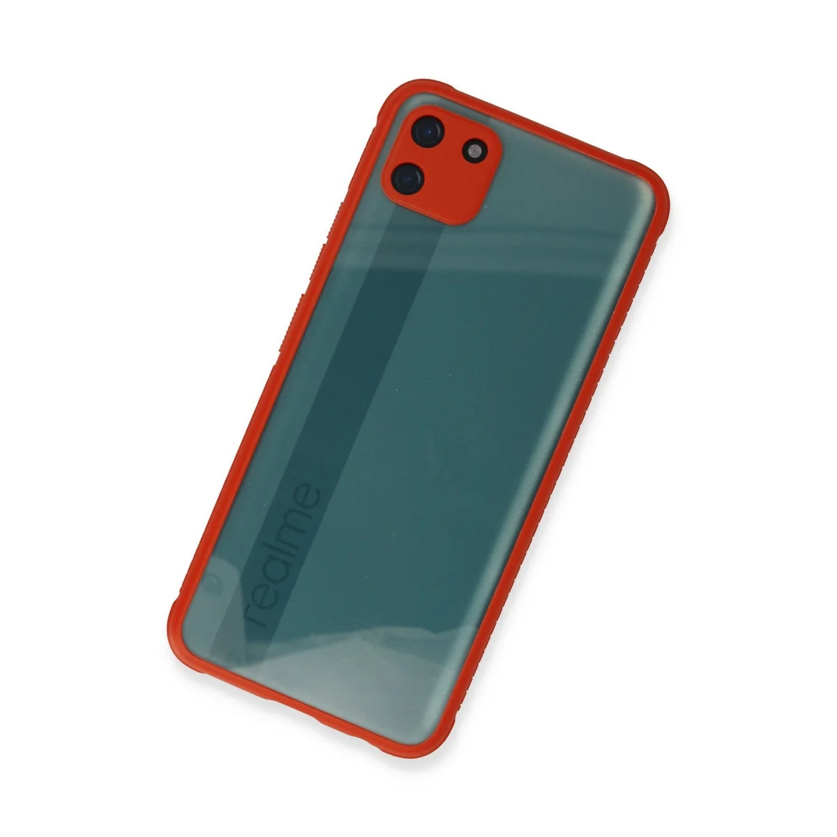 Realme C11 Kılıf Miami Şeffaf Silikon - Kırmızı görsel 3