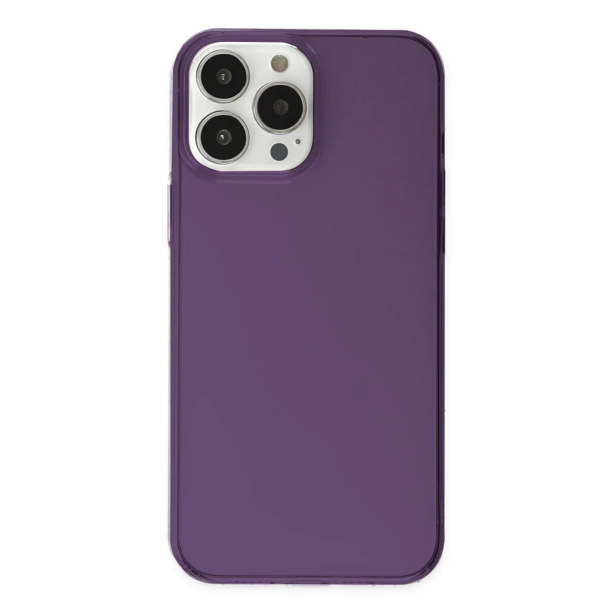 Apple İphone 14 Pro Max Kılıf Pc Sert Şeffaf Kapak - Mor