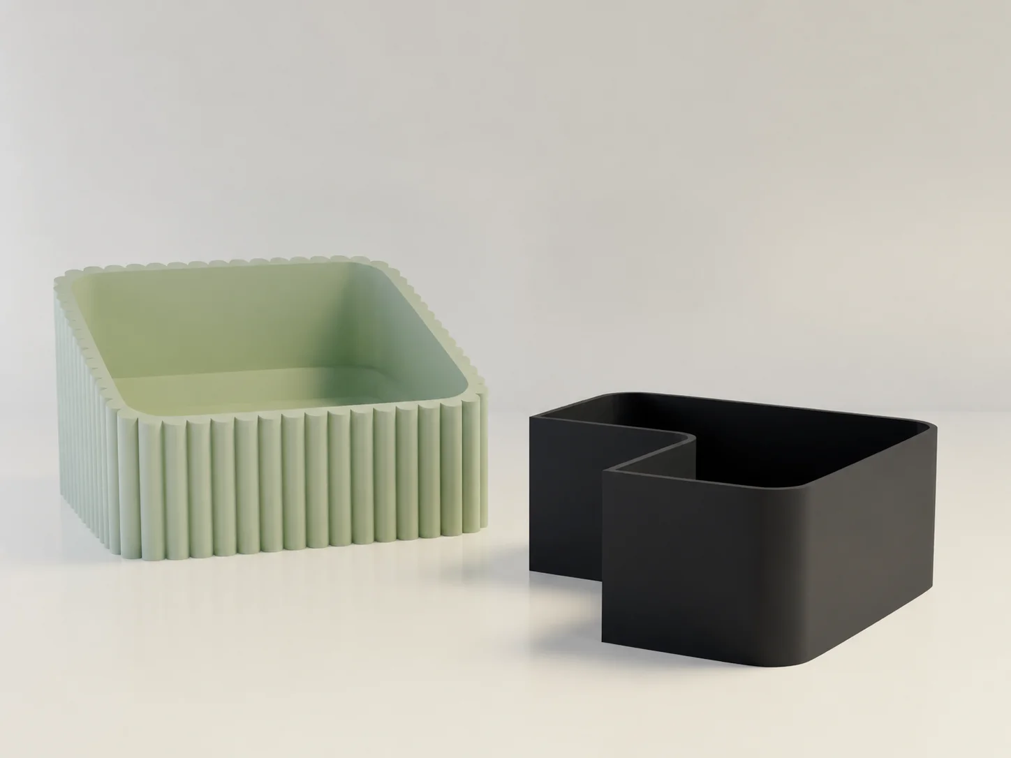 3D Baskı Fıstık Kasesi - Çift Hazneli Kabuk Ayırıcı Sunum Kasesi - Mint Siyah görsel 2