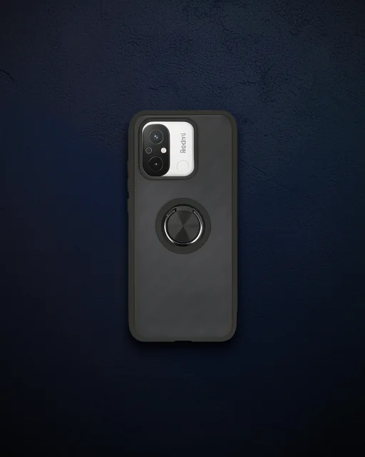 Xiaomi Redmi 12c Kılıf Montreal Yüzüklü Silikon Kapak - Siyah