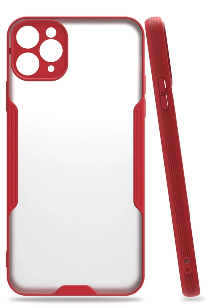 Apple iPhone 11 Pro Max Kılıf Platin Silikon - Kırmızı