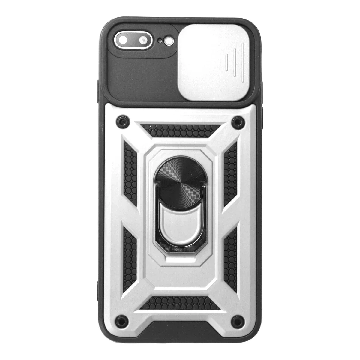 Apple iPhone 7 Plus Kılıf Pars Lens Yüzüklü Silikon - Gümüş