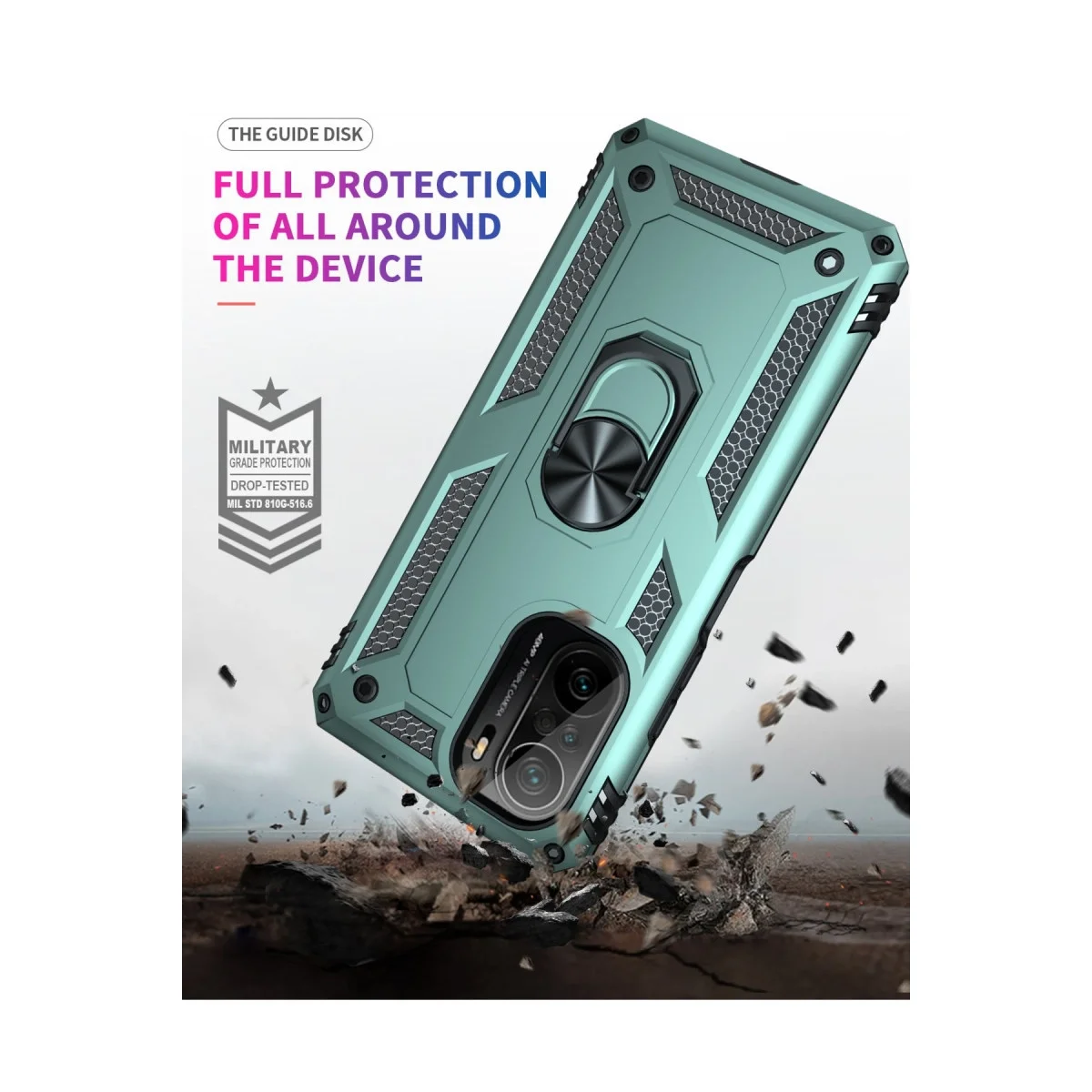 Xiaomi Poco F3 Kılıf Sofya Yüzüklü Silikon Kapak - Yeşil görsel 7