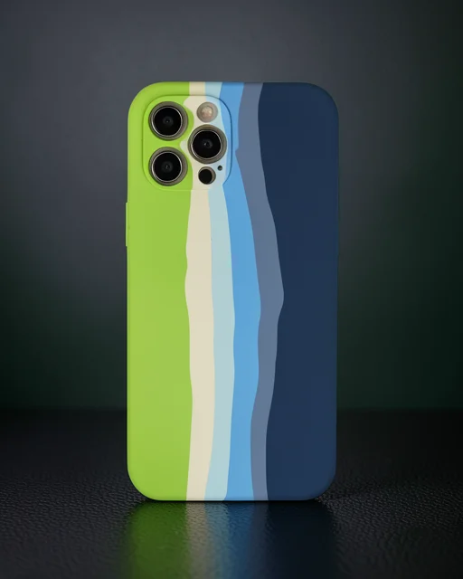 Apple İphone 12 Pro Max Kılıf Ebruli Lansman Silikon - Yeşil-koyu Yeşil