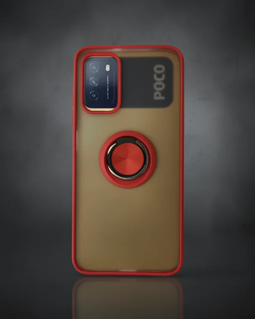 Xiaomi Redmi 9t Kılıf Montreal Yüzüklü Silikon Kapak - Kırmızı