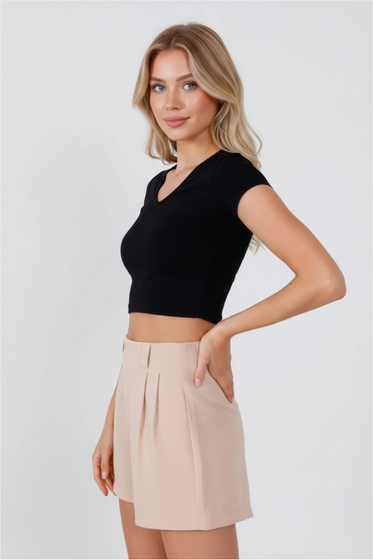 Kadın Basic Kesim Kısa Kol Tişört T-Shirt görsel 2