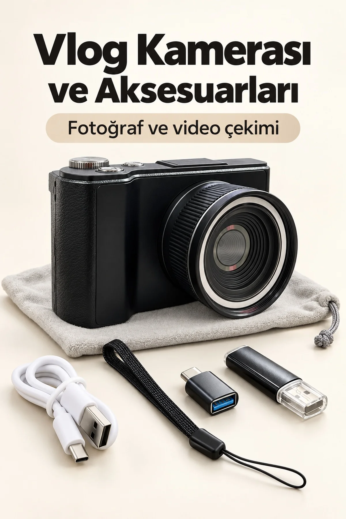 Otomatik Odaklamalı Dijital Fotoğraf Makinesi 4K Video ve Fotoğraf Çekimi