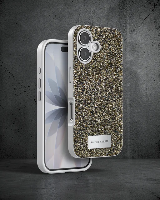 Onegif Apple İphone 17 Bright Simli Kapak - Çöl Titanyum
