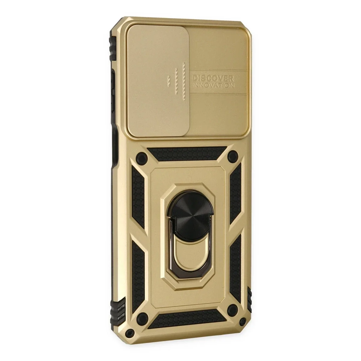 Samsung Galaxy M33 Kılıf Pars Lens Yüzüklü Silikon - Gold görsel 2