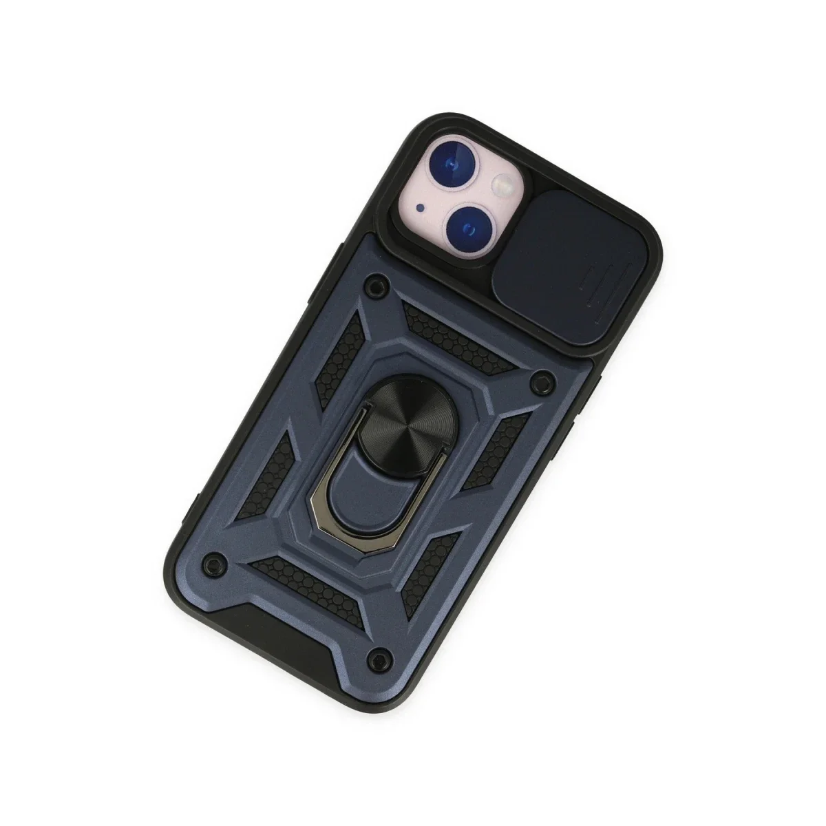 Apple iPhone 14 Kılıf Pars Lens Yüzüklü Silikon - Lacivert görsel 3