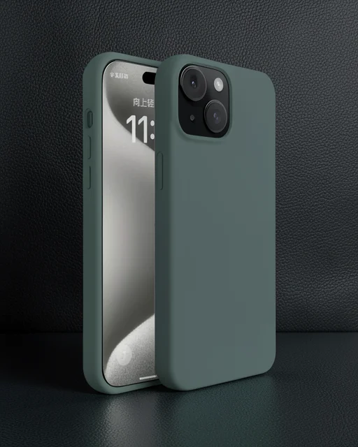 Apple İphone 15 Kılıf First Silikon - Koyu Yeşil