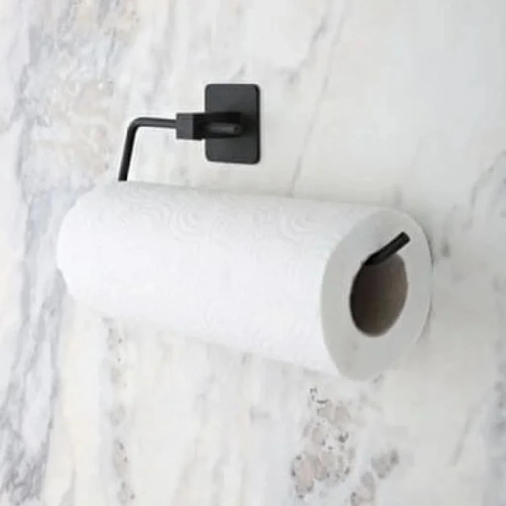 Kendiliğinden Yapışkanlı Siyah Paslanmaz Metal Rulo Havluluk Aparat (adet fiyatıdır) görsel 5