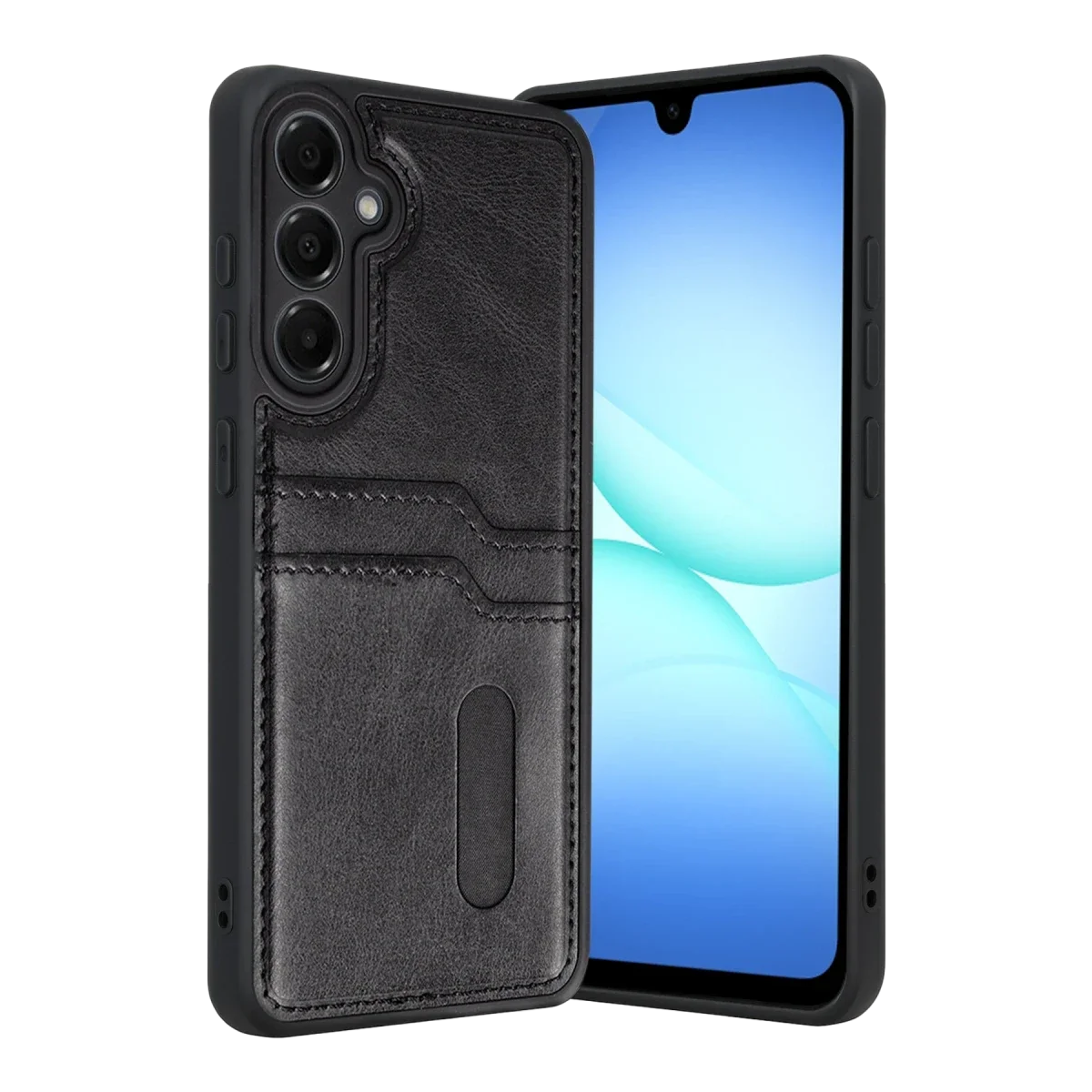 Samsung Galaxy A17 5G Sara Kartvizitli Deri Kılıf - Siyah