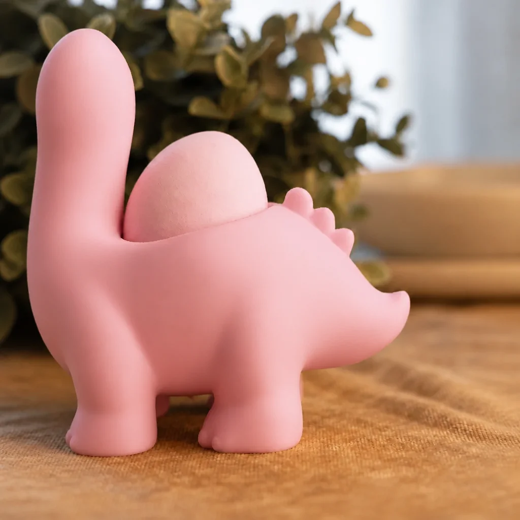 3D Baskı Dinozor Yumurtalık - Sevimli Eggosaurus Yumurta Tutucu-Pembe görsel 2