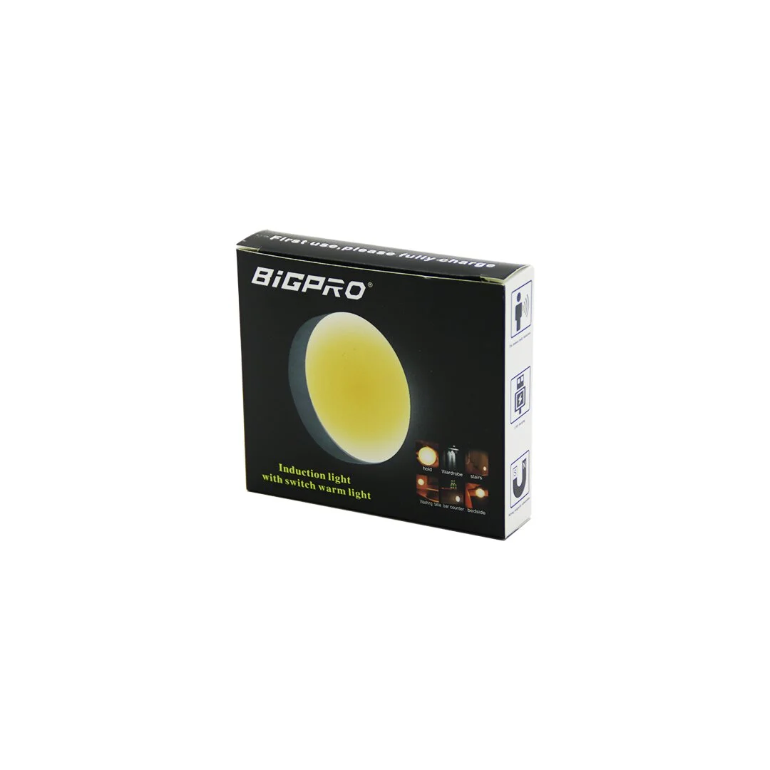 SENSÖRLÜ=0--3MT Usb Şarjlı Sarı Led Yuvarlak Lamba Çap: 8.3CM - Kalınlık: 2CM