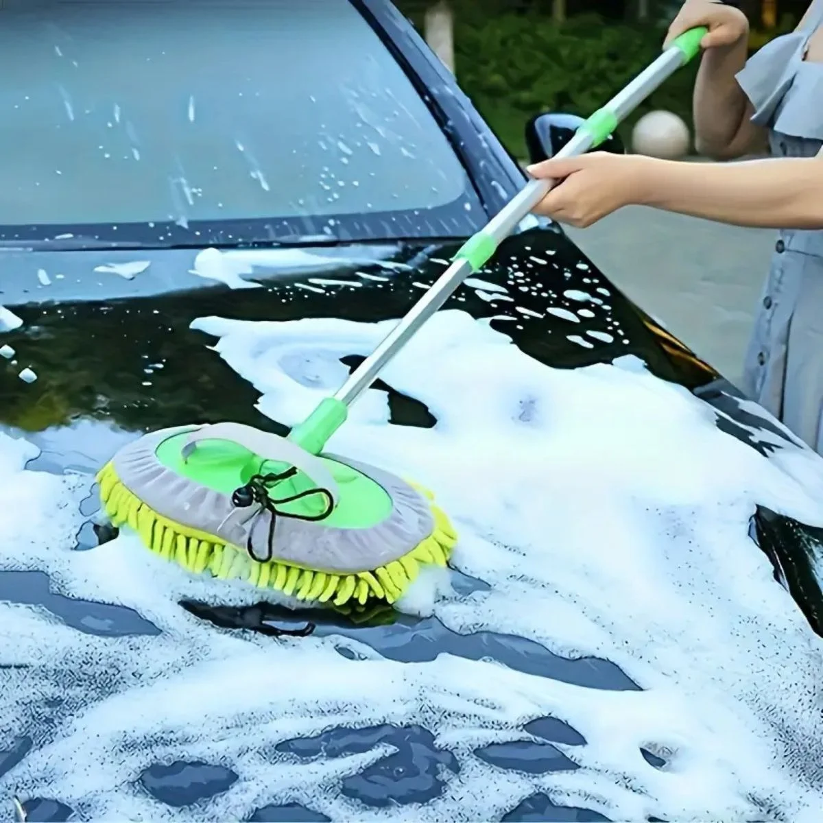 Yedek krofiber Bezli Oto Yıkama Mop Seti görsel 4